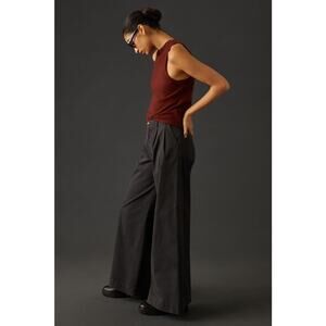 Anthropologie Mid-Rise Pleated Black Trousers - New Size 4